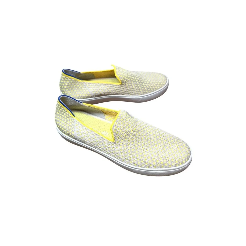 Rothys‎ Sneaker Womens 9 Yellow White Honeycomb Knit Slip On Shoes Casual
